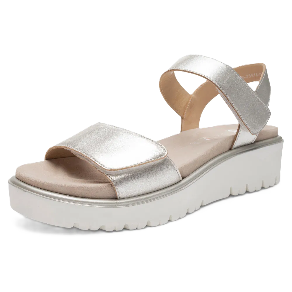 Ara - Sandali comodi in pelle platino.