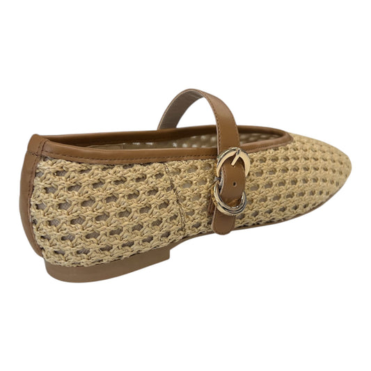 Frau - Ballerina con tomaia traforata color paglia con cinturino.