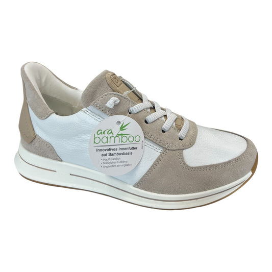 ARA - Sneakers donna in pelle bianca con inserti in beige.