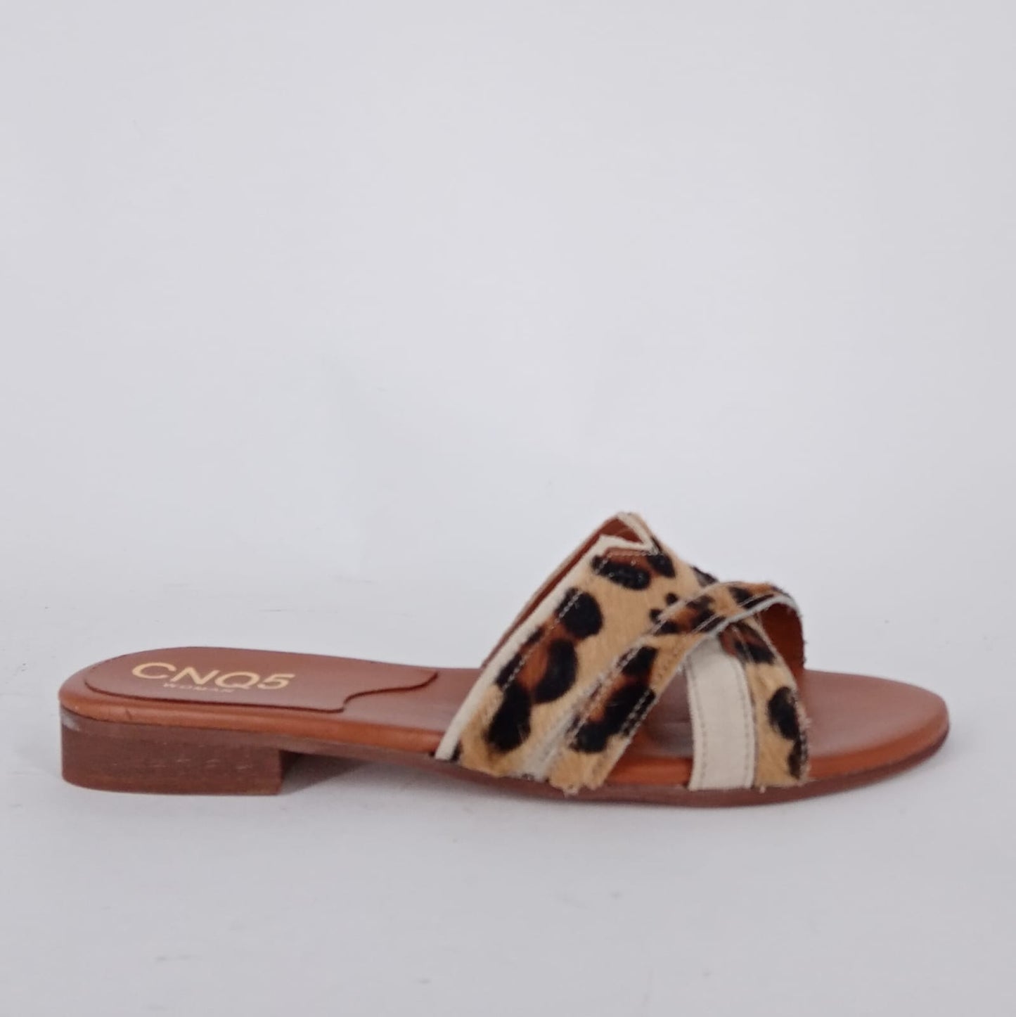 MRC- Ciabatta fashion donna con fasce in pelle animalier.