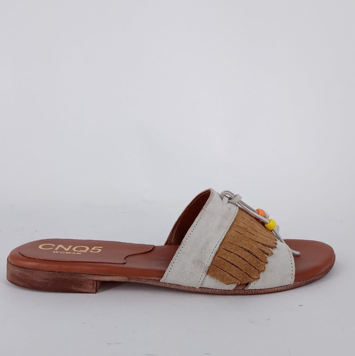 MRC -Ciabatta fashion donna in camoscio con frange.