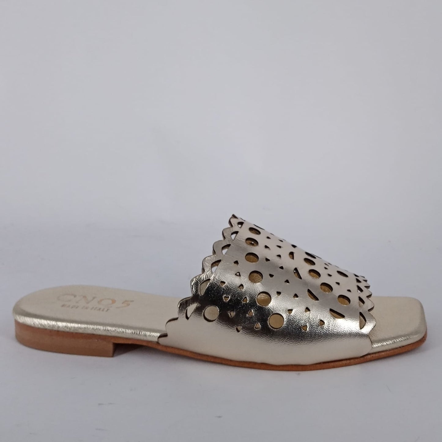 MRC - Ciabatta fashion donna in pelle platino.