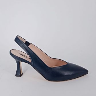 Melluso . Decollètè slingback in pelle blu.