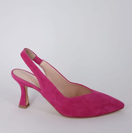 Melluso . Decolètte slingback in pelle scamosciata fucsia.