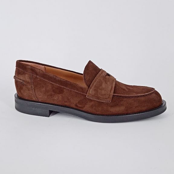 FRAU - Mocassino donna in pelle scamosciata marrone.