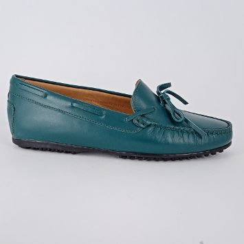 MASTRO DOMENICO . Mocassino in pelle color petrolio.