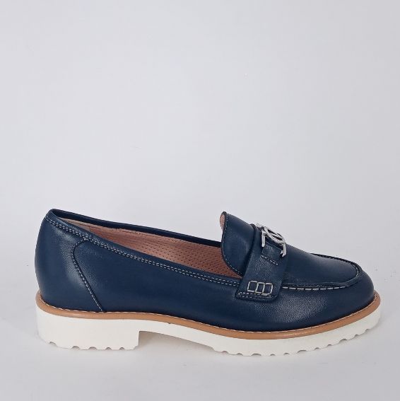 Cinzia valle - Mocassino in pelle blu.