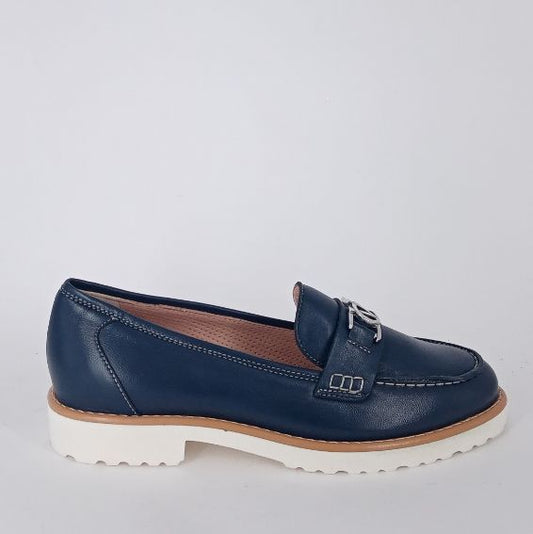 Cinzia valle - Mocassino in pelle blu.
