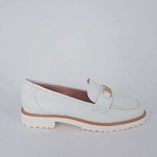 CINZIA VALLE - Mocassino in pelle bianca .