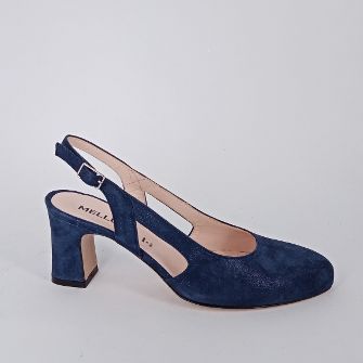 Melluso . Decolèttè slingback in camoscio blu.
