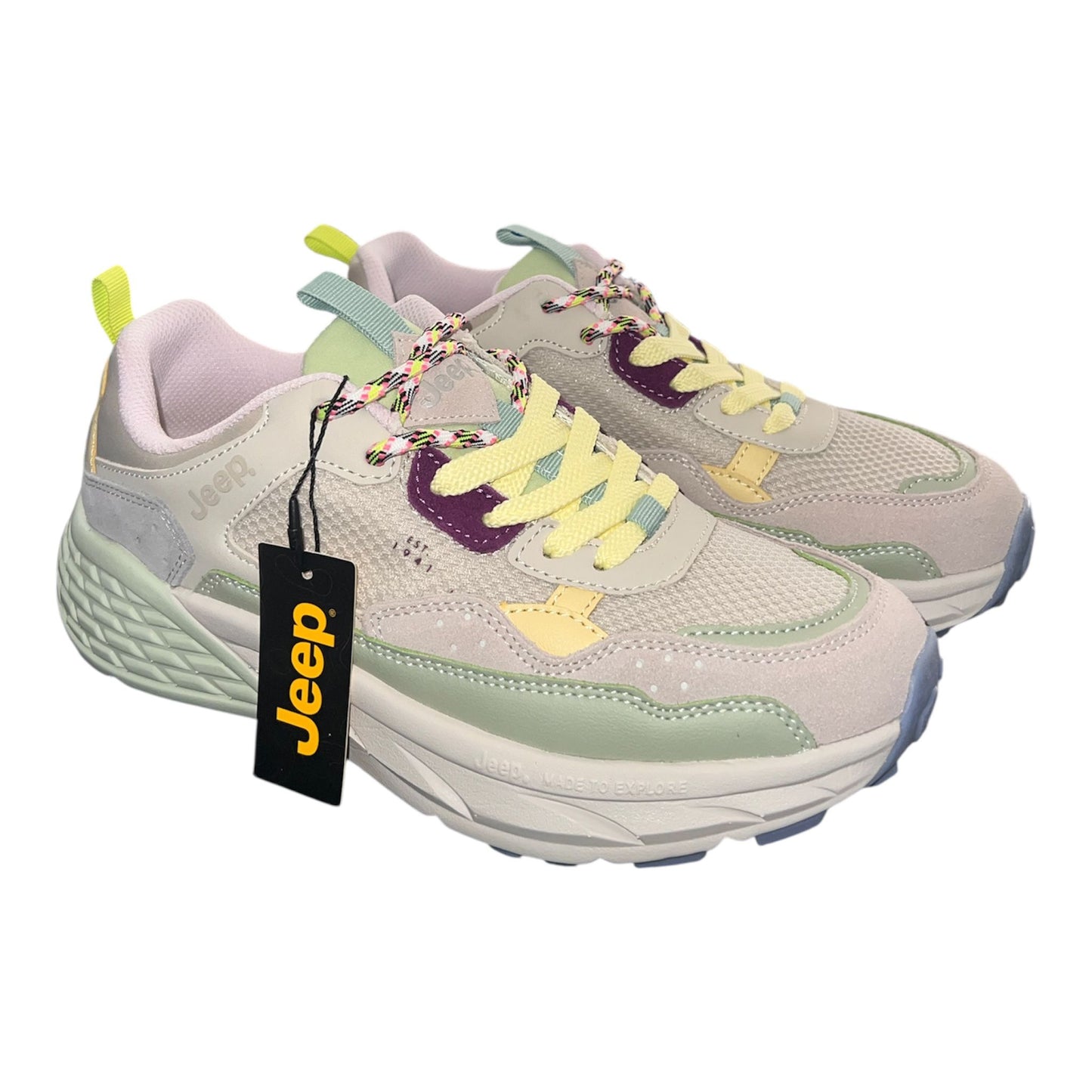 Jeep - Sneakers donna in tessuto e pelle multicolor pastello.