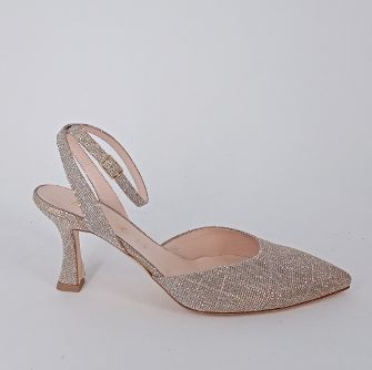 Melluso . Decolèttè slingback in tessuto platino .