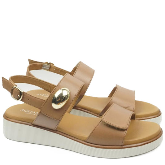 ACQUAMORE - Sandalo in pelle marrone.