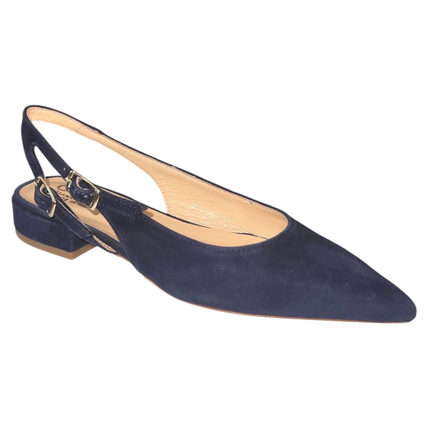 CNQ5 - Slingback donna in pelle scamosciata blu.
