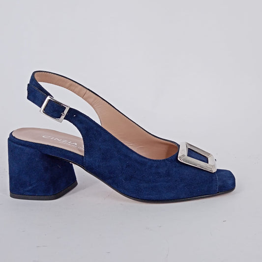 Cinzia valle - Sandalo in camoscio blu.