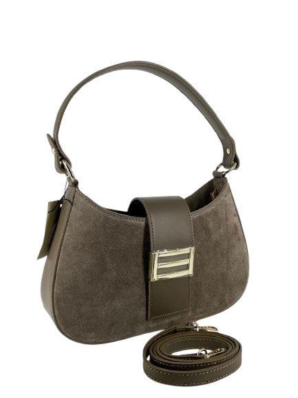 Marconato borse - Borsa in pelle scamosciata tortora.