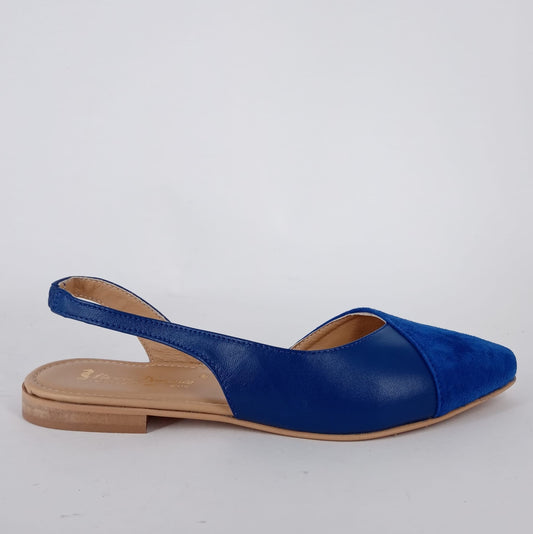 Mastro Domenico - Slingback Chanel in pelle e camoscio bluette.