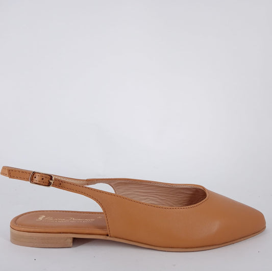 Mastro Domenico - Slingback Chanel in pelle cuoio.