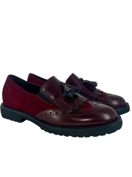 Cinzia Valle - Mocassino in pelle e camoscio bordò.