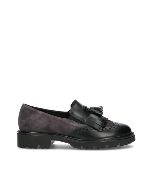 Cinzia Valle - Mocassino in pelle e camoscio nero.