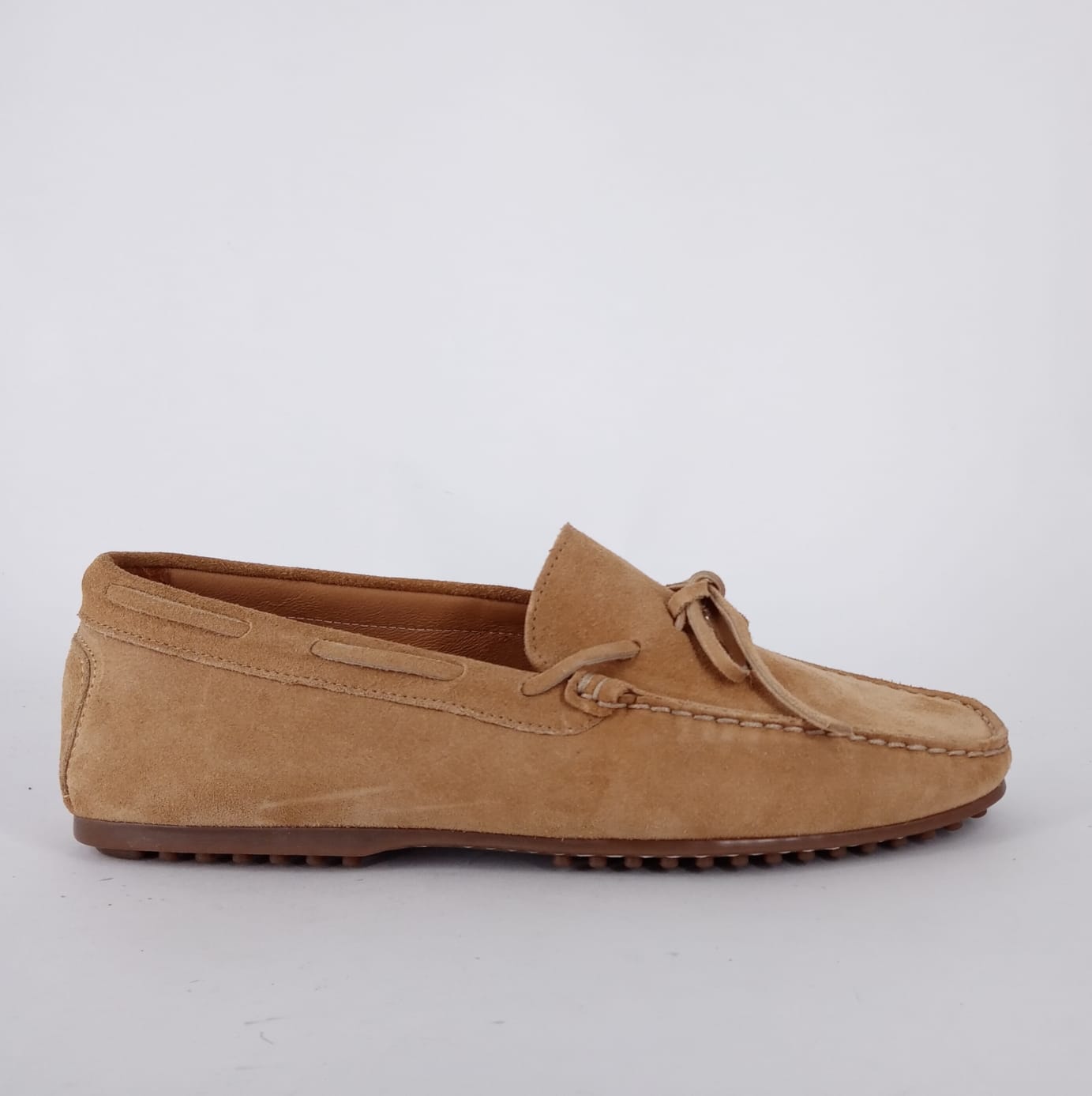 Mastro Domenico RIVER - Mocassino uomo con laccettii in camoscio beige.
