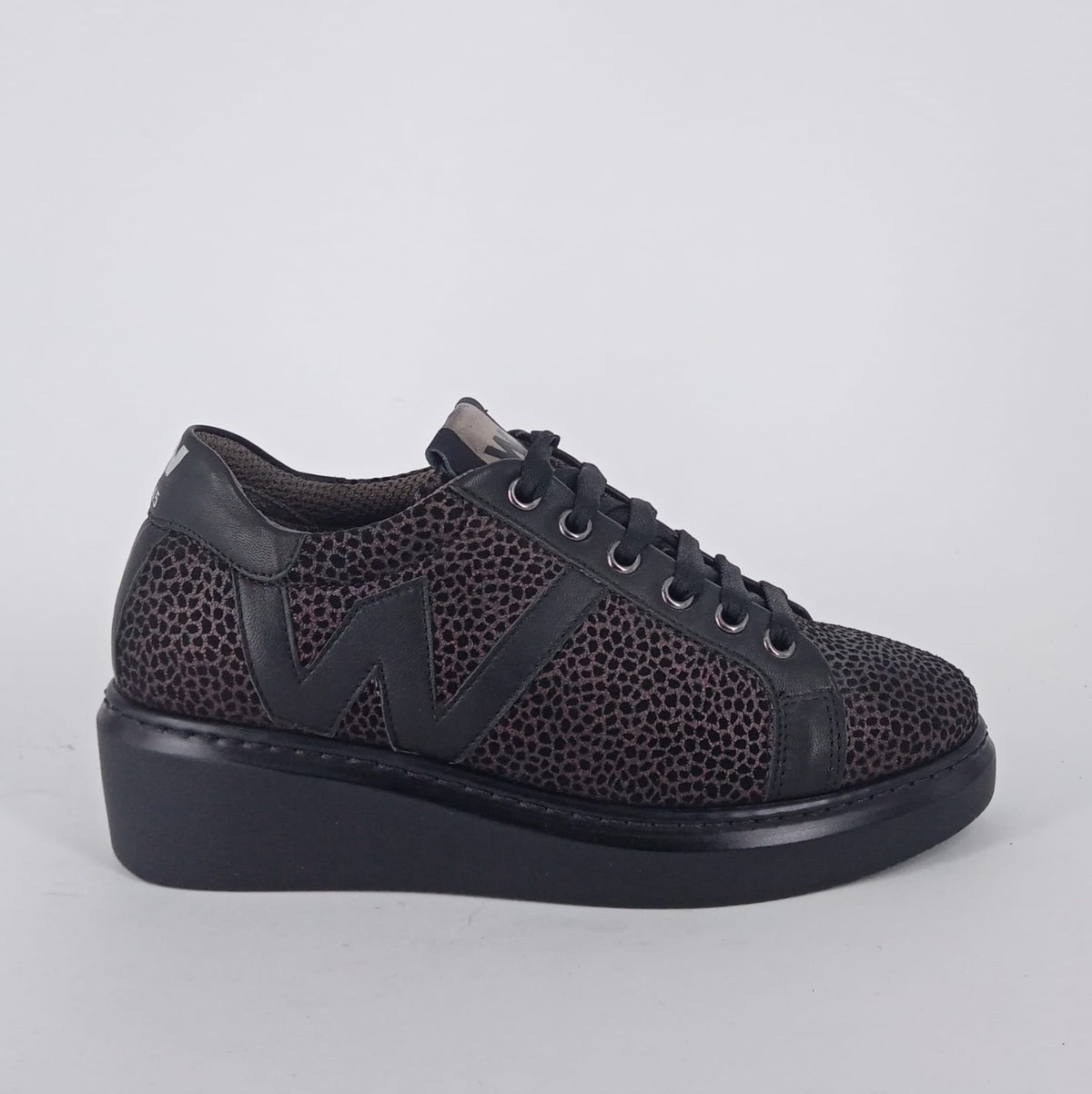 MELLUSO WALK- Sneakers allacciata in pelle nera e marrone- 50%