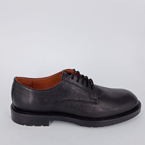 FRAU . Derby classico uomo in pelle nera . -30%