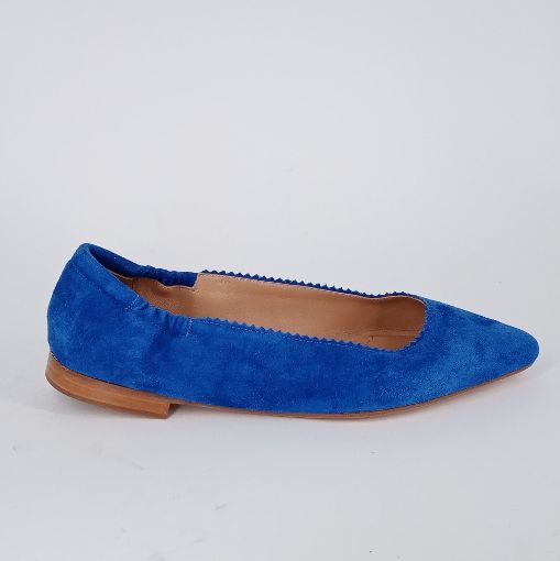 PROSPERINE . Ballerine in camoscio bluette .