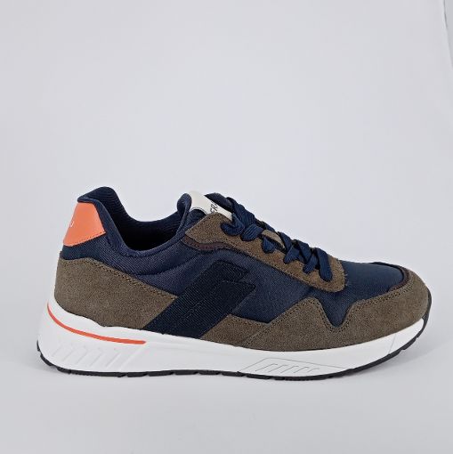 FRAU . Sneakers uomo in camoscio verde bosco e blu