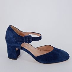 CINZIA VALLE . Decolletè in camoscio blu . -40%