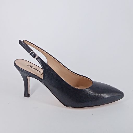 MELLUSO . Slingback decolletè in pelle blu . -30%