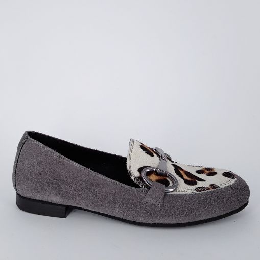 MARCONATOSTYLE - Mocassino in camoscio grigio e animalier - 50%