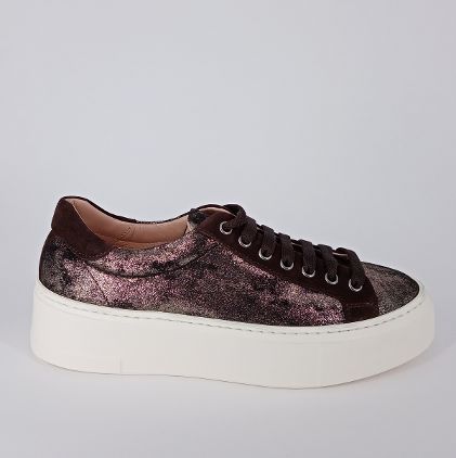 Cinzia Valle - Sneakers in pelle laminata testa di moro . -30%