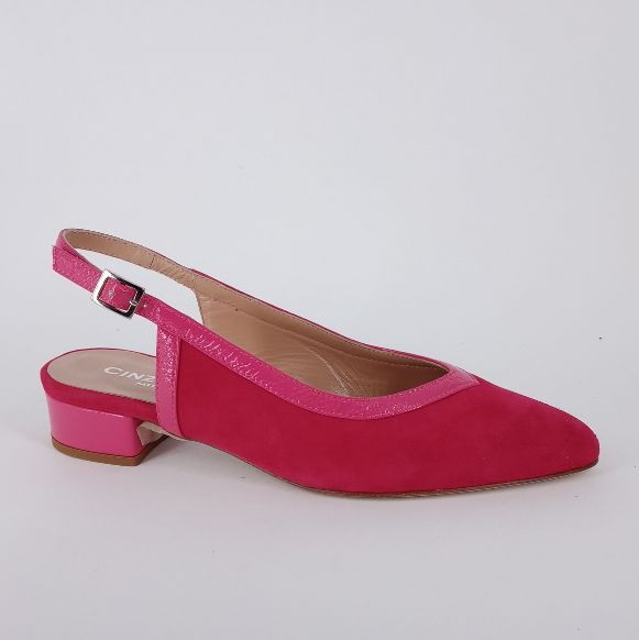 CINZIA VALLE - Decolletè slingback in camoscio fuxia .