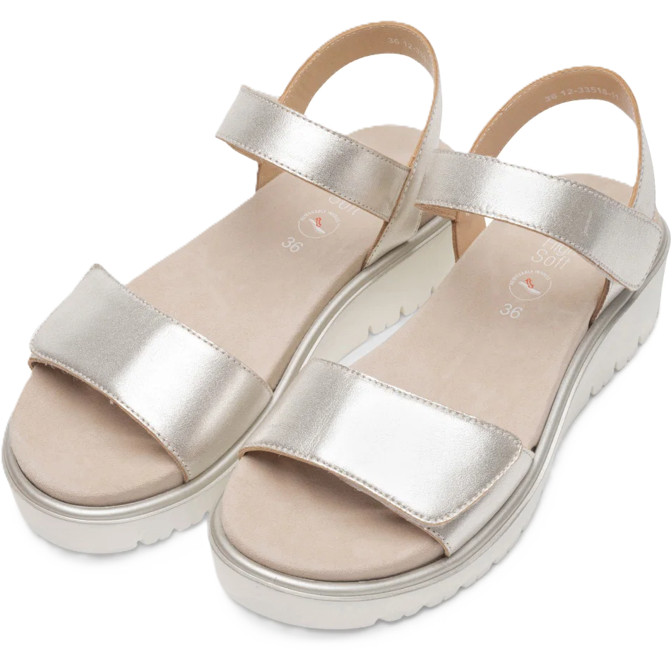 Ara - Sandali comodi in pelle platino.