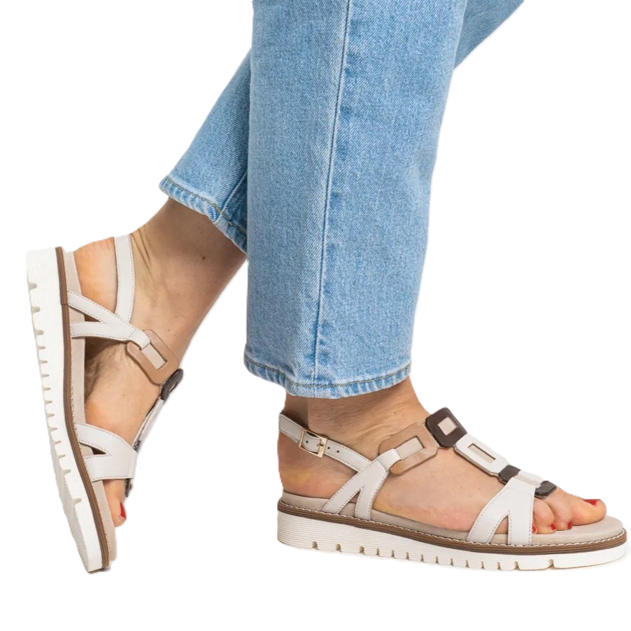 Ara - Sandali comodi in pelle beige e marrone.