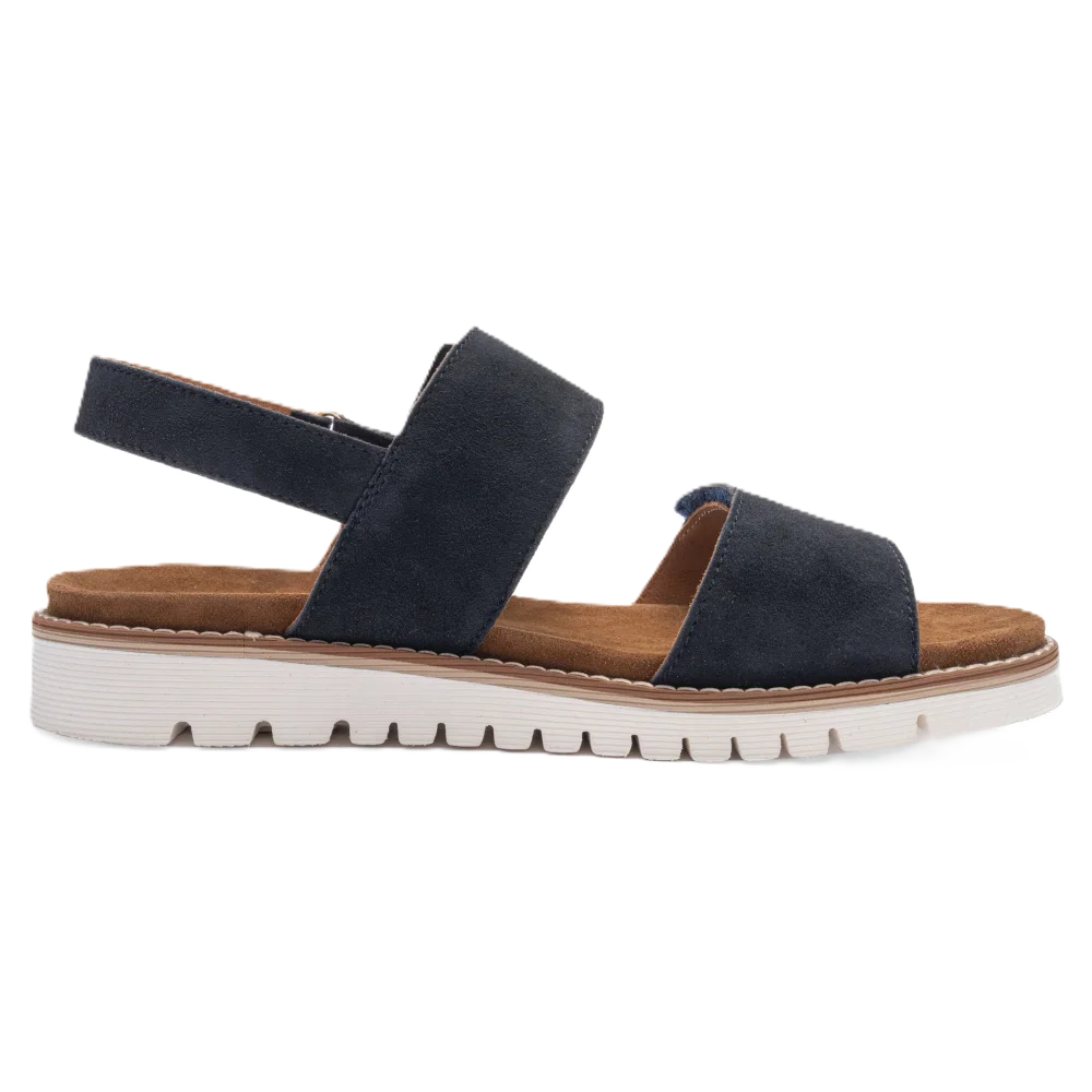 Ara - Sandali comodo in pelle scamosciata blu con fibbia.