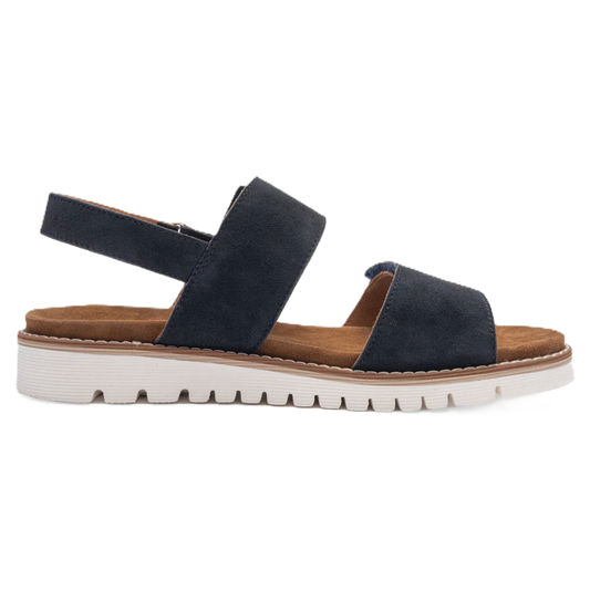 Ara - Sandali comodo in pelle scamosciata blu con fibbia.