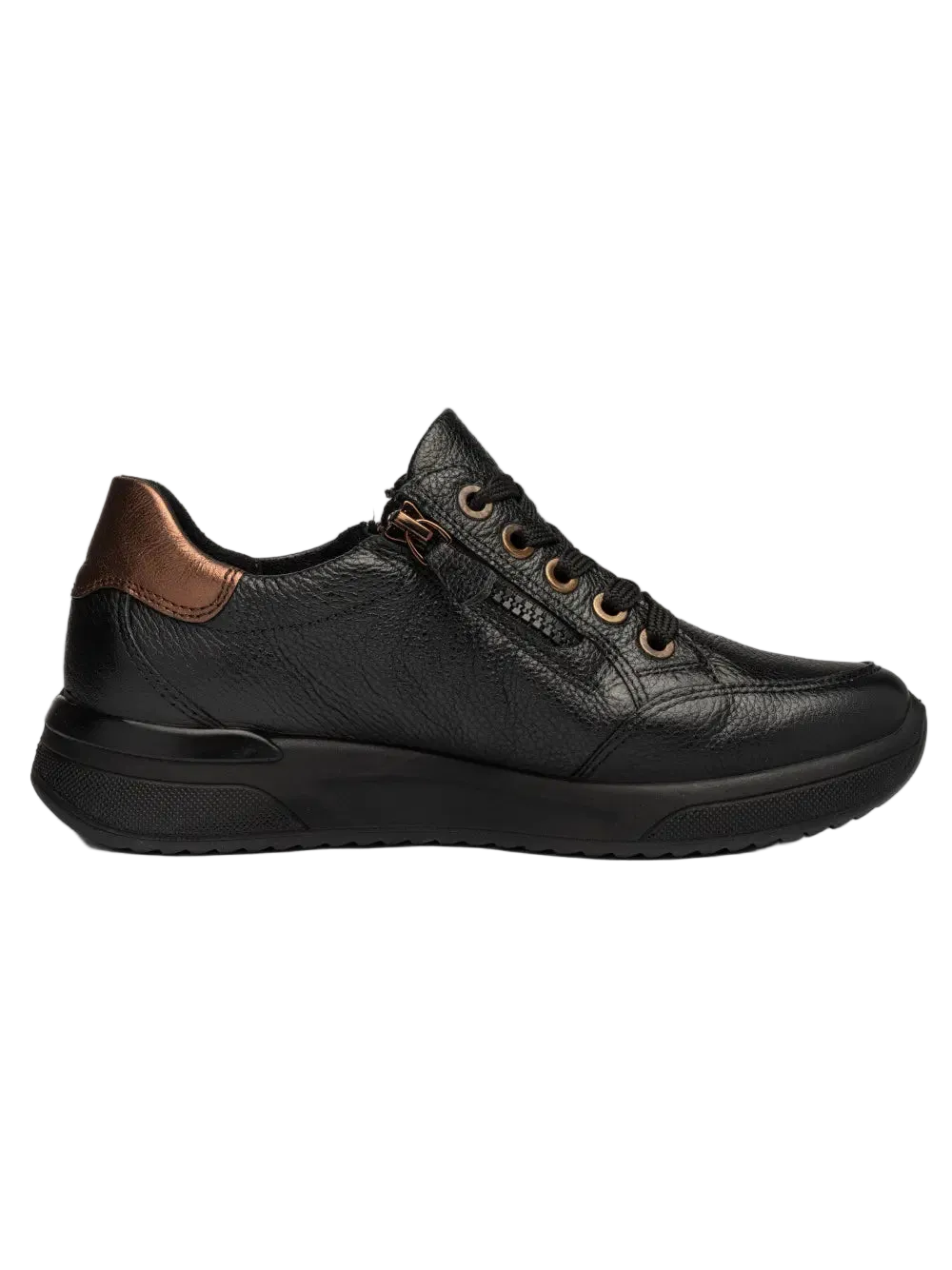 Ara - Sneakers in pelle nera con riporto dorato