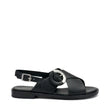 Frau - Sandalo donna in pelle nera con fibbia.