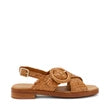 Frau - Sandalo donna in pelle cognac  intrecciato .