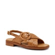 Frau - Sandalo donna in pelle cognac  intrecciato .