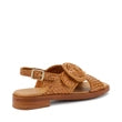 Frau - Sandalo donna in pelle cognac  intrecciato .