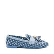 Frau - Mocassino in pelle intrecciata azzurro e blu .