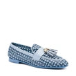 Frau - Mocassino in pelle intrecciata azzurro e blu .