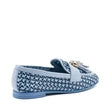 Frau - Mocassino in pelle intrecciata azzurro e blu .