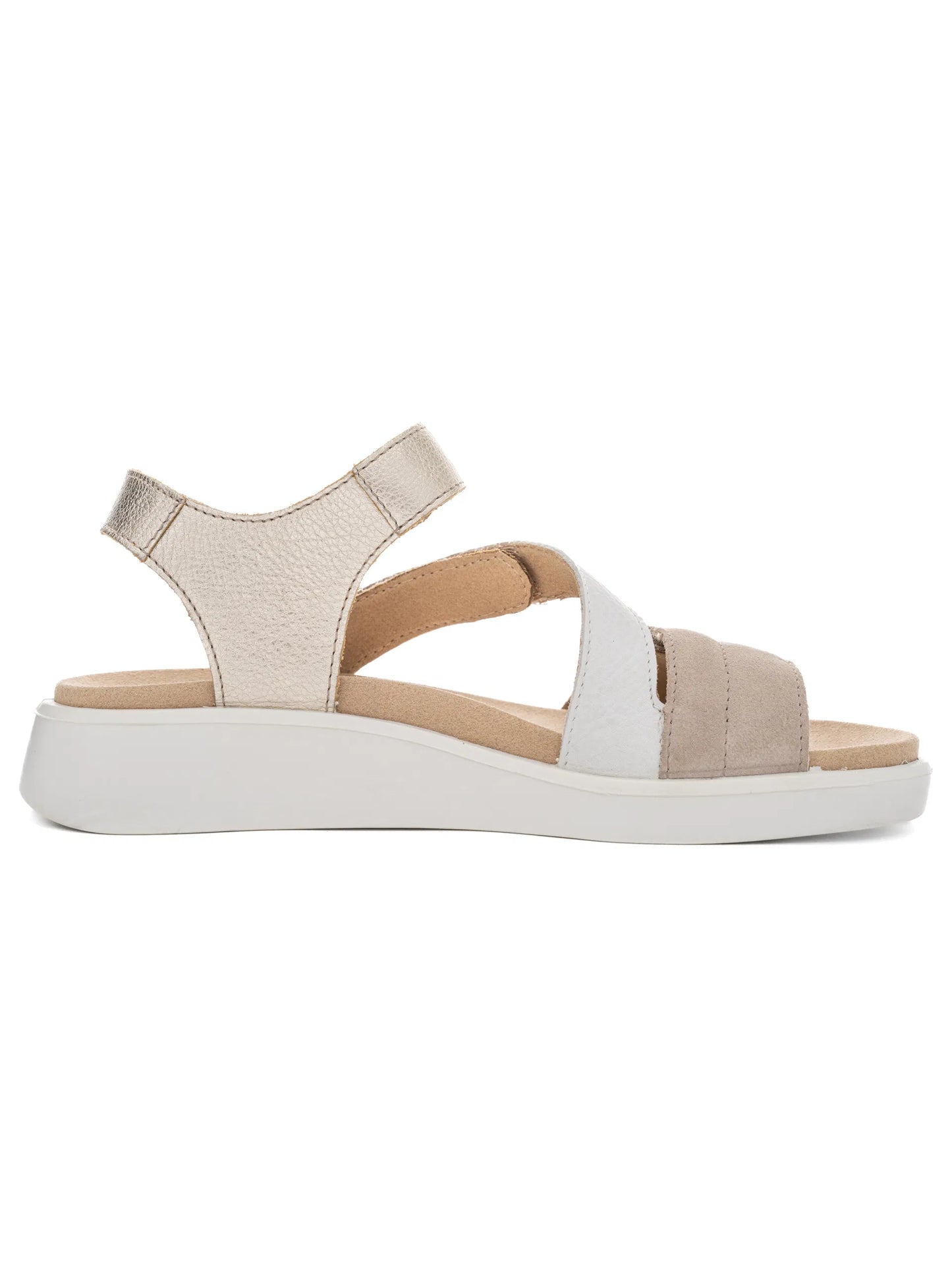 Ara - Sandali comodo in pelle  bianca e beige.