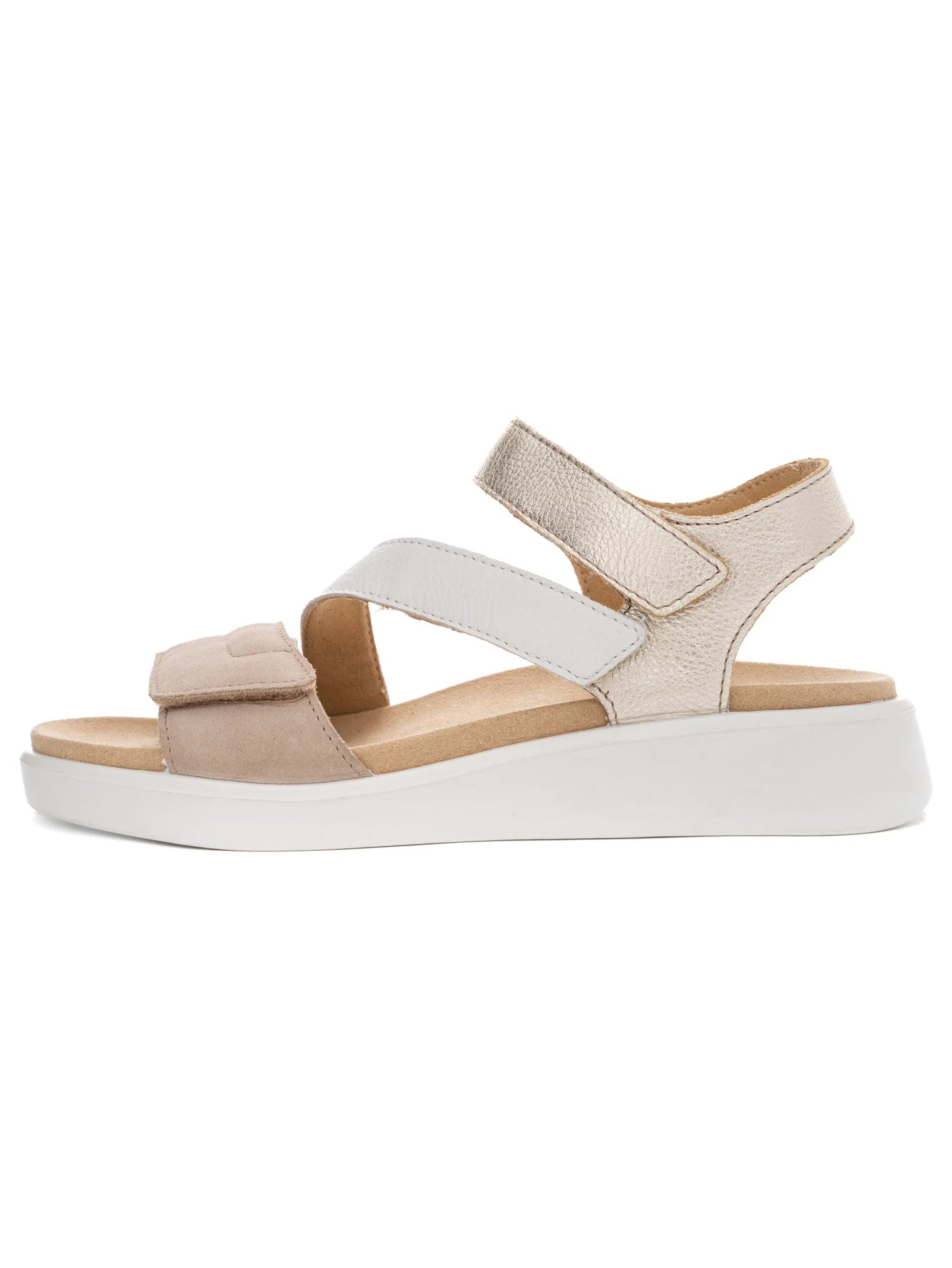 Ara - Sandali comodo in pelle  bianca e beige.