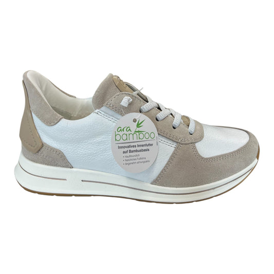ARA - Sneakers donna in pelle bianca con inserti in beige.