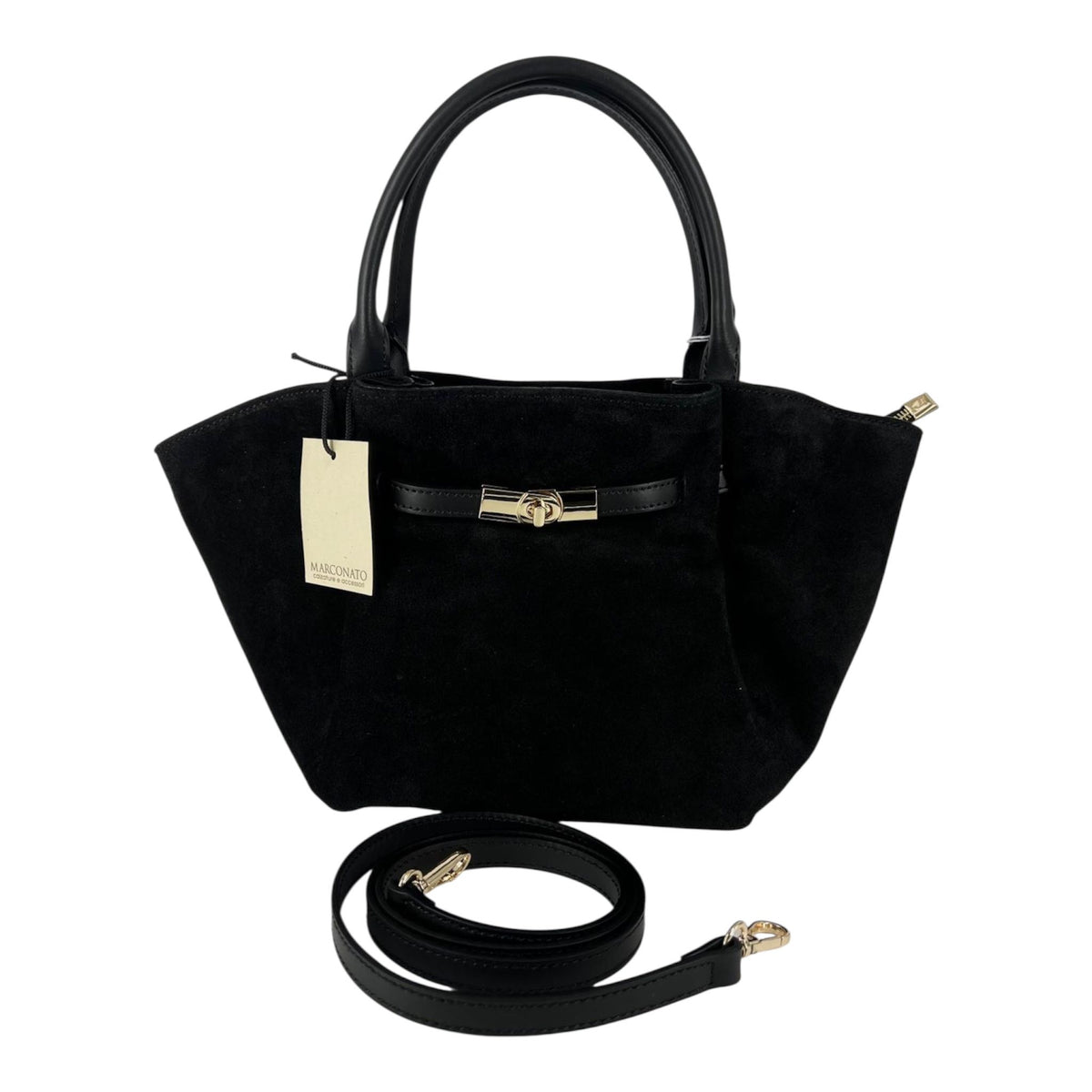 Marconato Borse - Borsa donna in camoscio nera.